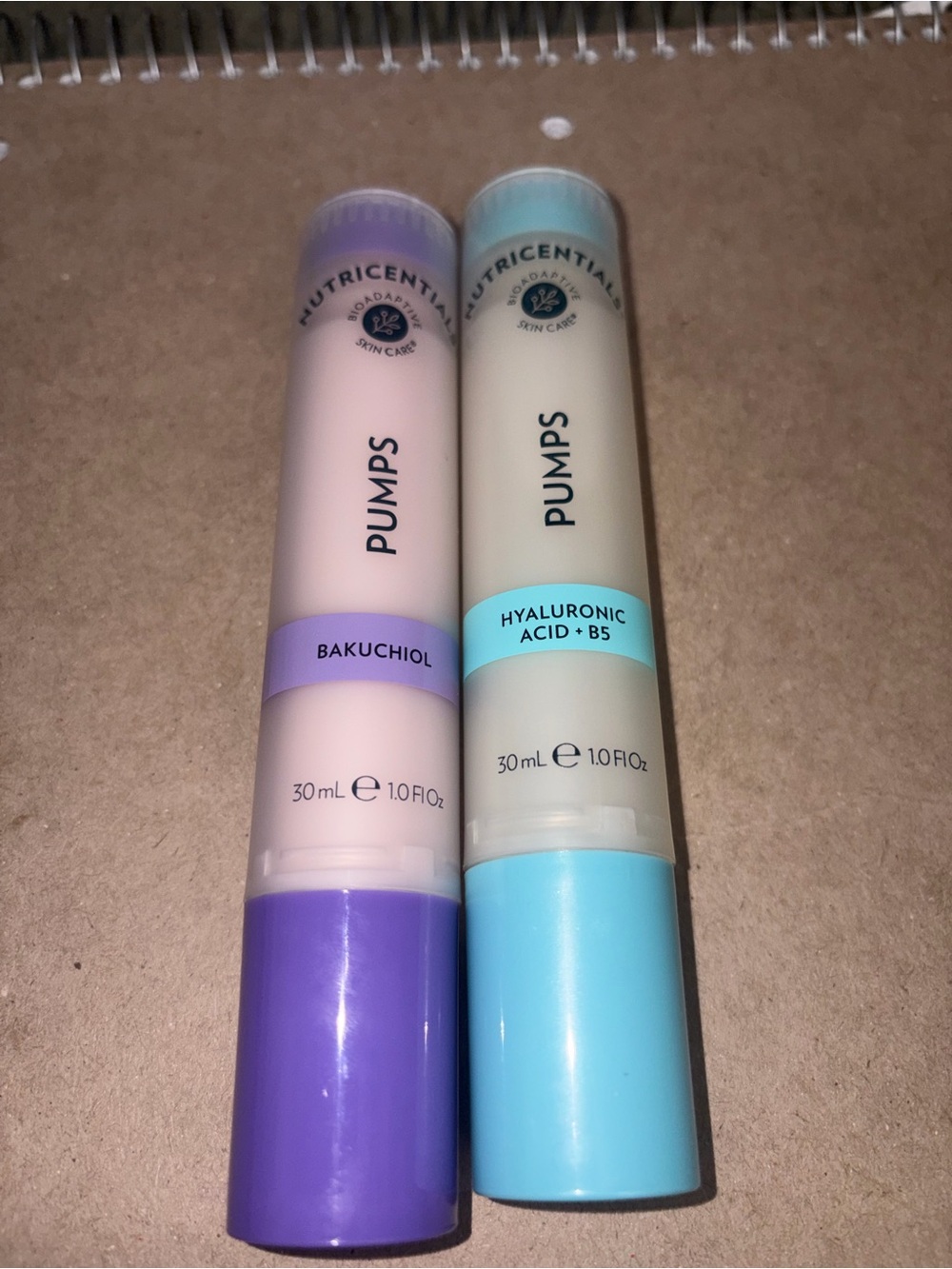 NEVER OPENED Pumps Bakuchiol & Hyaluronic Acid + B5 Serum Duo - Purple & Blue